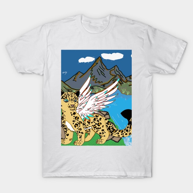 Leo Leopard Landscape T-Shirt by DashyDesigns